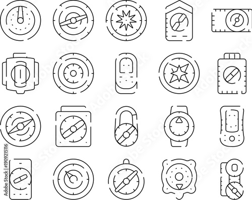 Compasses and navigation tools display various designs and functions, representing direction, exploration, and geographic orientation for travel and adventure planning