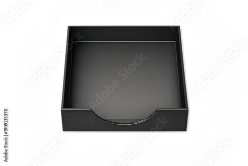 Minimalistic black tray on dark background for modern organization