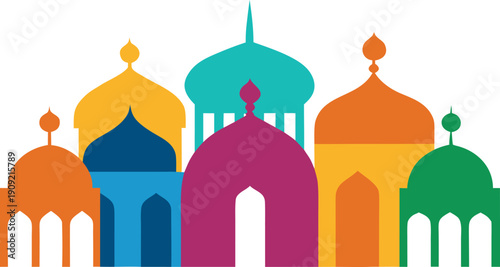 Colorful domes illustration isolated on transparent background, Vector, illustration