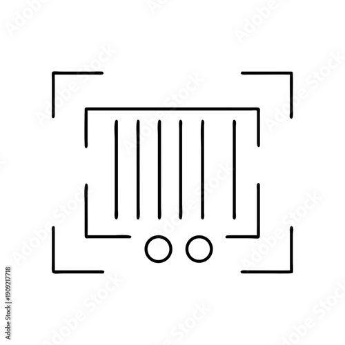 A minimalist line art illustration of a car's front grille and headlights on transparent background