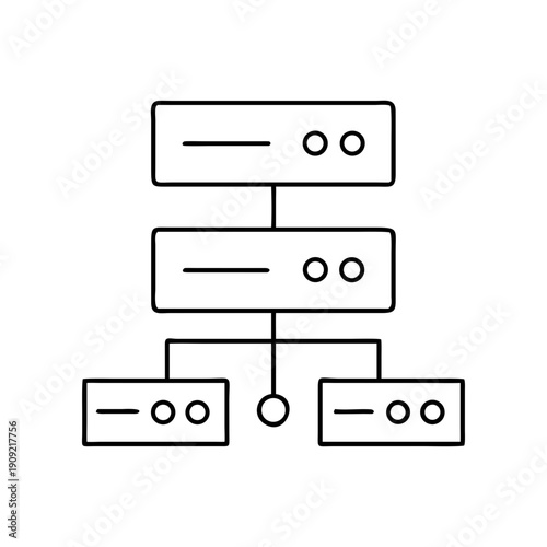 A minimalist flowchart vector graphic with rectangular boxes and lines on a transparent background