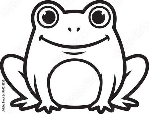 Cute cartoon frog smiling isolated on transparent background