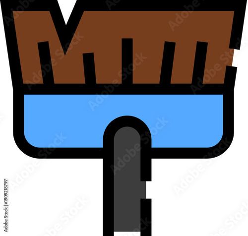 Broom brush colored icon representing household cleaning, sweeping floors, and maintaining sanitation in homes or professional environments, ideal for web and app design