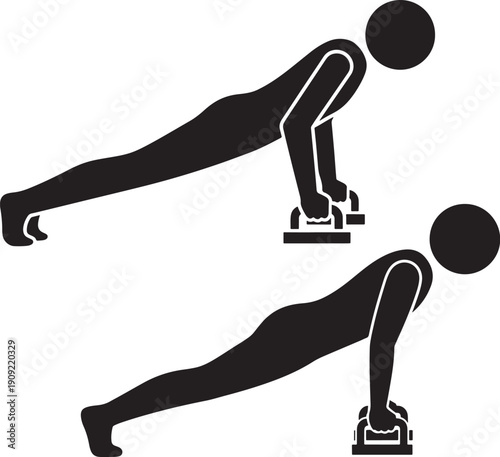 Two push up silhouettes black icons isolated sport