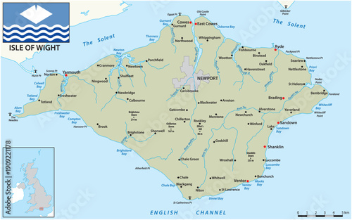Map of Isle of Wight, UK