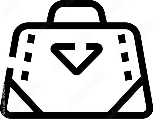 Handbag luggage dropping icon representing travel, relocation, and baggage handling for business or personal journeys, symbolizing content transfer or download
