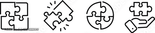 Puzzle Piece Icons Showing Connection And Collaboration Concepts