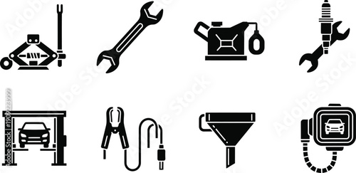 Icon set of essential tools and equipment for diy and repair