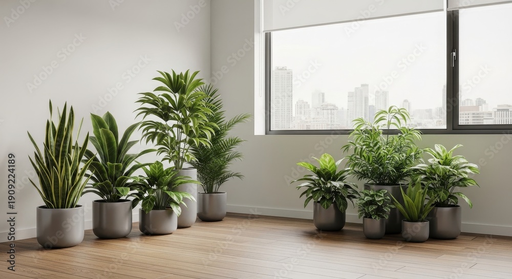 Fototapeta premium Indoor Plants in Modern Office Space.