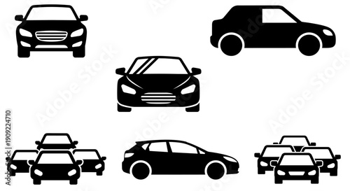 Car icon set – modern vehicle silhouettes collection