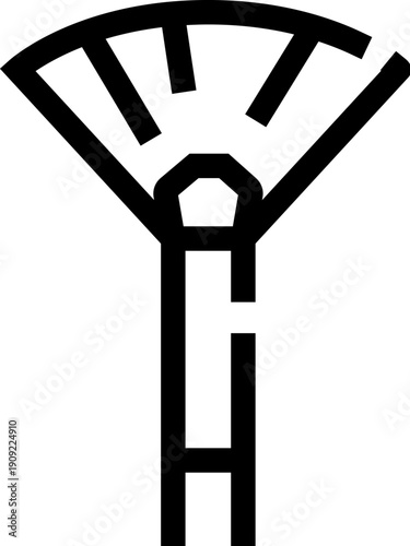 Fan makeup brush line icon representing beauty and cosmetics tools for highlighting and contouring, minimalist vector pictogram for web, print, apps, and product design