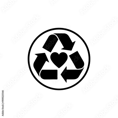 Recycling Arrows Forming Heart Shape – Love for Environment Eco Icon Vector