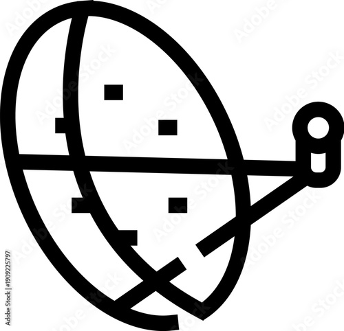 Satellite dish line icon symbolizing global communication, broadcasting, and data reception, conveying concepts of connectivity, network, and wireless technology