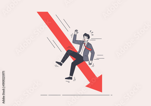 Business Financial Crisis Illustration – Stock Market Crash and Economic Downturn Concept