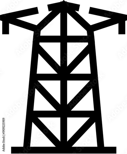 Power tower structure representing the generation, transmission, and distribution of electrical energy, an essential utility for modern society and grid infrastructure