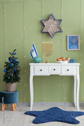 Interior of festive living ...