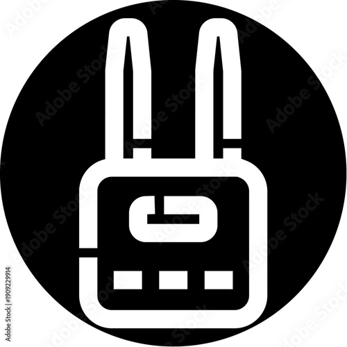 Walkie talkie radio communication device icon illustrating wireless technology for sending and receiving signals, representing connection, network, and security services