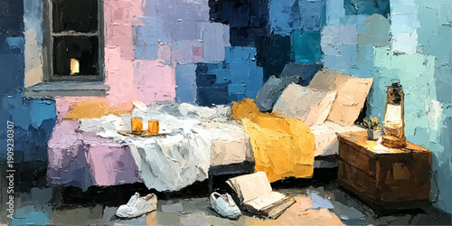 Cool Blue Gray Acrylic Abstract Texture