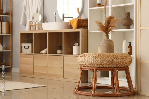 Interior of bathroom with s...