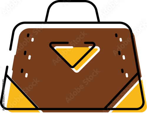 Brown leather luxury handbag with top handle and distinctive front triangle detail, versatile accessory for modern fashion, work or everyday style on white background