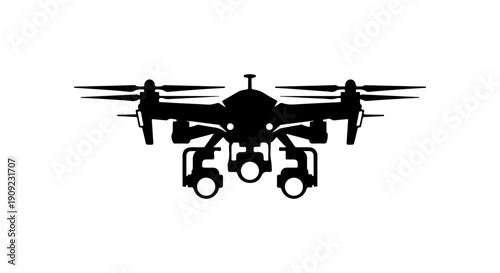 Modern Hexacopter Drone Vector Silhouette