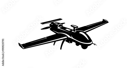 Vector Silhouette of a Military Drone Aircraft