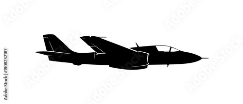 Vector Silhouette of Twin-Tail Aircraft in Flight