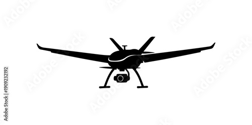 Black Drone Aircraft Vector Silhouette