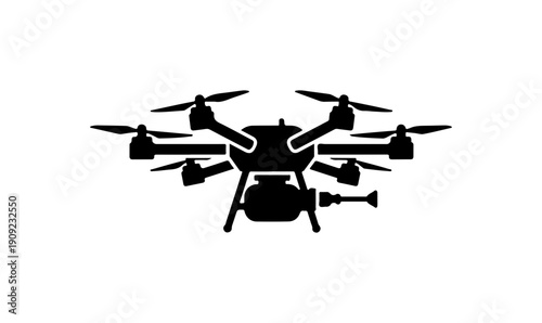 Modern Quadcopter Drone Vector Silhouette