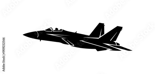 Modern Military Jet Aircraft Vector Silhouette
