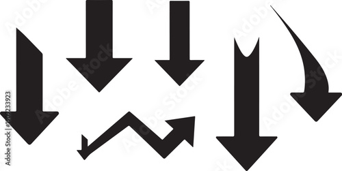Collection of various black arrows on white background