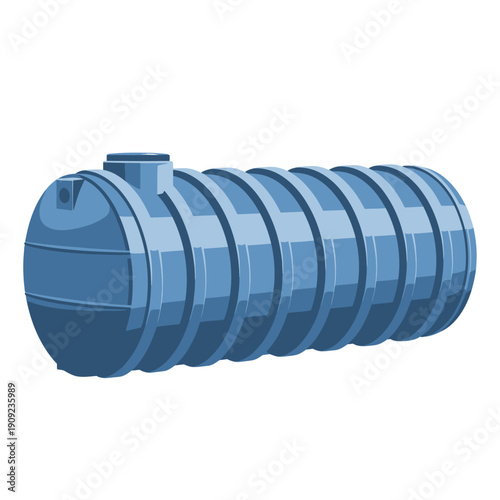 Horizontal Blue Plastic Water Storage Tank Illustration.