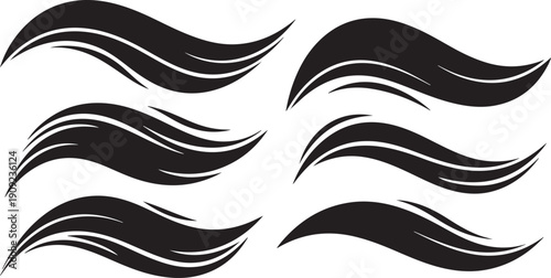 Black and White Abstract Wave Design Elements Illustration Set