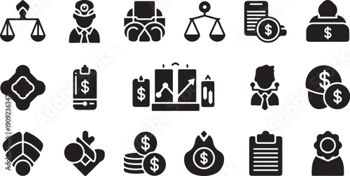 Financial icons for business and investment concepts
