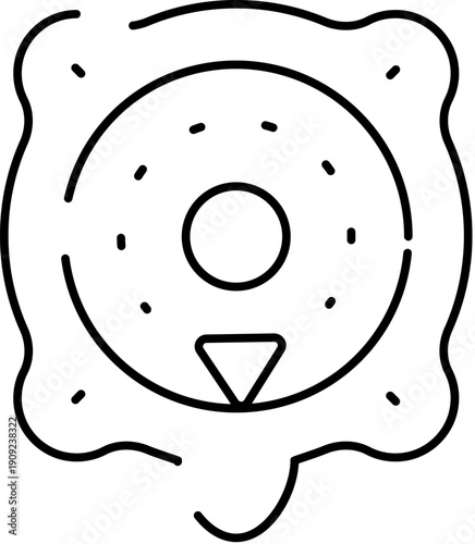 Microbe or virus line art icon illustrating microbiology, disease, health, science, and medical concepts, suitable for digital design, scientific presentations, or educational materials