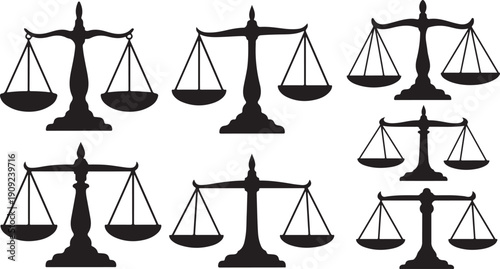 Set of black scales silhouettes on white background icons