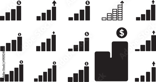 Financial Growth Charts and Graphs with Dollar Sign Symbols
