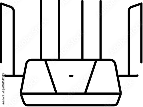 Modern wi fi router line icon representing high speed wireless internet connection, network technology, and digital communication on a white background