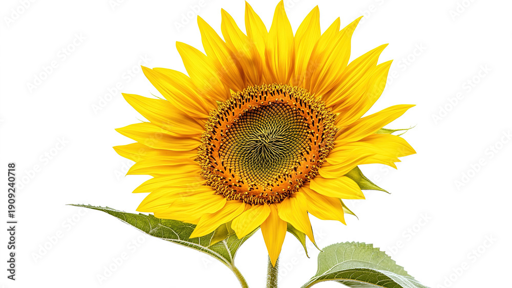 Fototapeta premium Beautiful blooming sunflower isolated on white background 