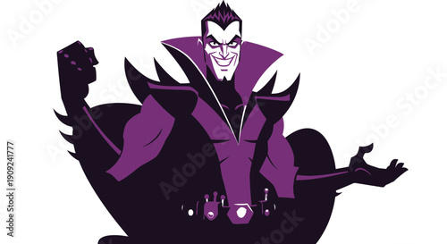 Cartoon Character Wearing Purple Cloak Costume.