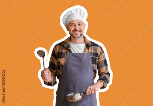 Portrait of male chef on co...
