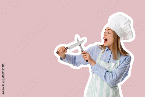 Surprised young woman in ap...