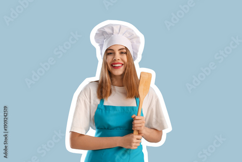Pretty young woman in apron...