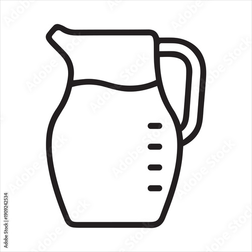 Line drawing of a glass pitcher with water measurement markings