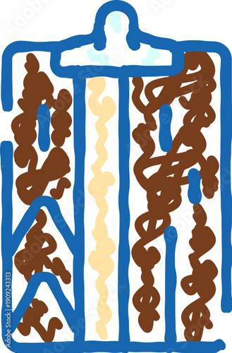 Soil sample doodle icon representing earth research, agricultural testing, and environmental analysis, showing different layers and components for scientific study