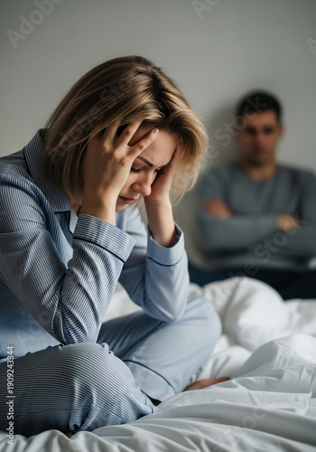 Wallpaper Mural Upset woman sadly sits after conflict then argument Torontodigital.ca