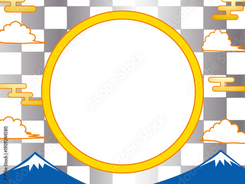 正月, 年賀状, 空, 雲, フレーム, 紙吹雪, 青空, 干支, 風景, 年賀, 新年, 自然, かわいい, 素材, 枠, 背景,