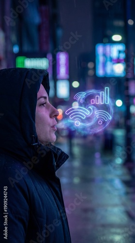 A person exhales a digitall...