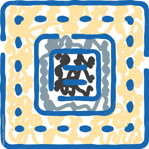 Square doodle of a medical adhesive patch on skin, simple vector icon illustrating transdermal drug delivery, nicotine or contraceptive patch, healthcare and skincare concept