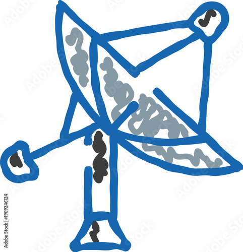 Satellite dish illustration representing global telecommunications, broadcasting, antenna technology, and digital signal reception for worldwide connectivity and information exchange